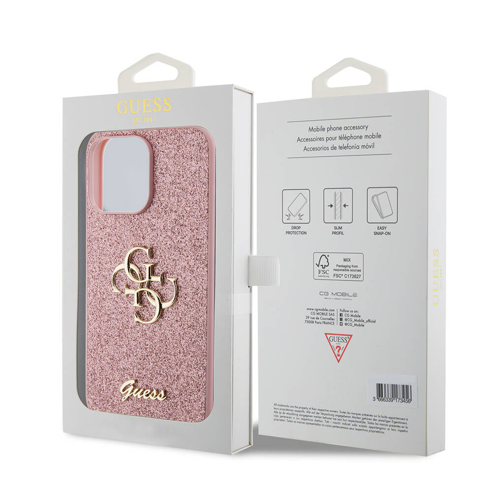Guess iPhone 14 Pro Max Orjinal Lisanslı 4G Büyük Metal Logolu Glitter Kılıf Guess iPhone 14 Pro Max Orjinal Lisanslı 4G Büyük Metal Logolu Glitter Kılıf
